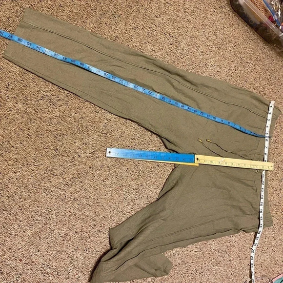 Ellen Tracy Khaki Linen Blend Summer Beach Casual Pull-on Pants Women Size L - Picture 2 of 5